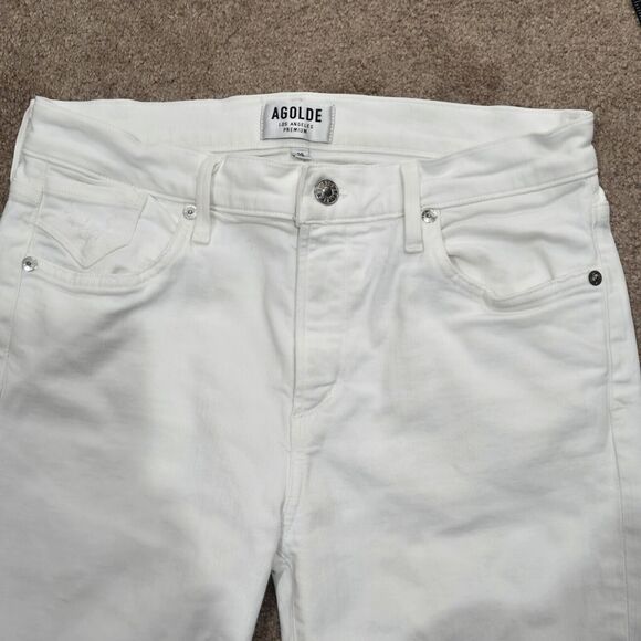 Agolde Womens Jeans Sz 29 White Distressed Sophie Crop - Picture 8 of 14